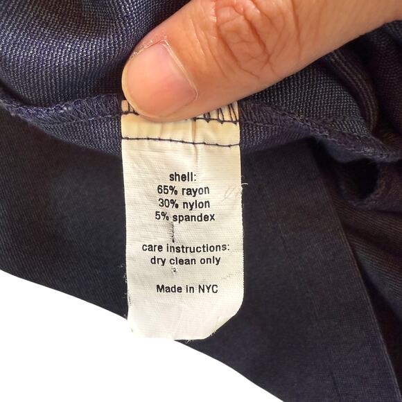 Hutch Anthropologie Navy Ponte Fit & Flare Dress Short Sleeve Pleated Skirt Sz 4 - Picture 9 of 11